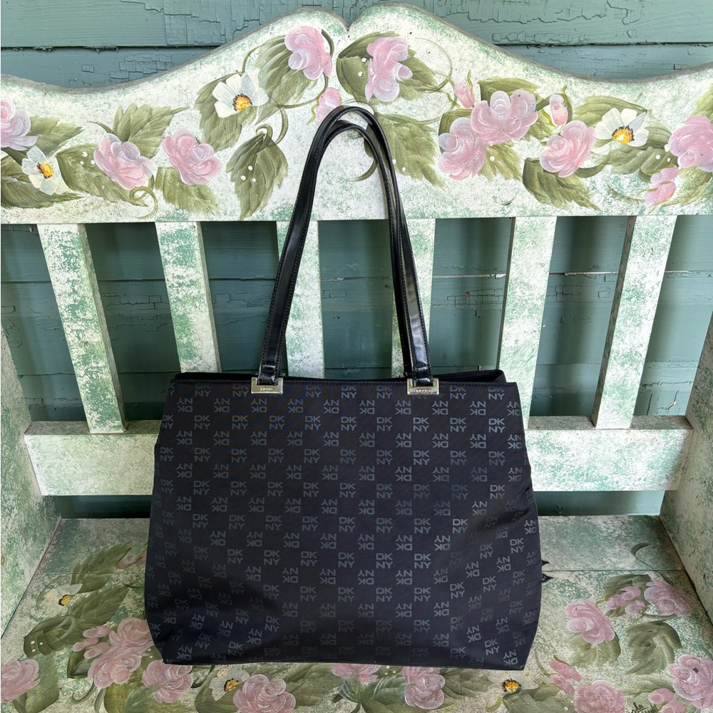 DKNY Stylish Black Monogram Tote Bag